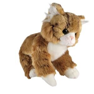 Realistic Maine Coon Cat Manny Realistic Plush Stuffed Animal Toy Brown White